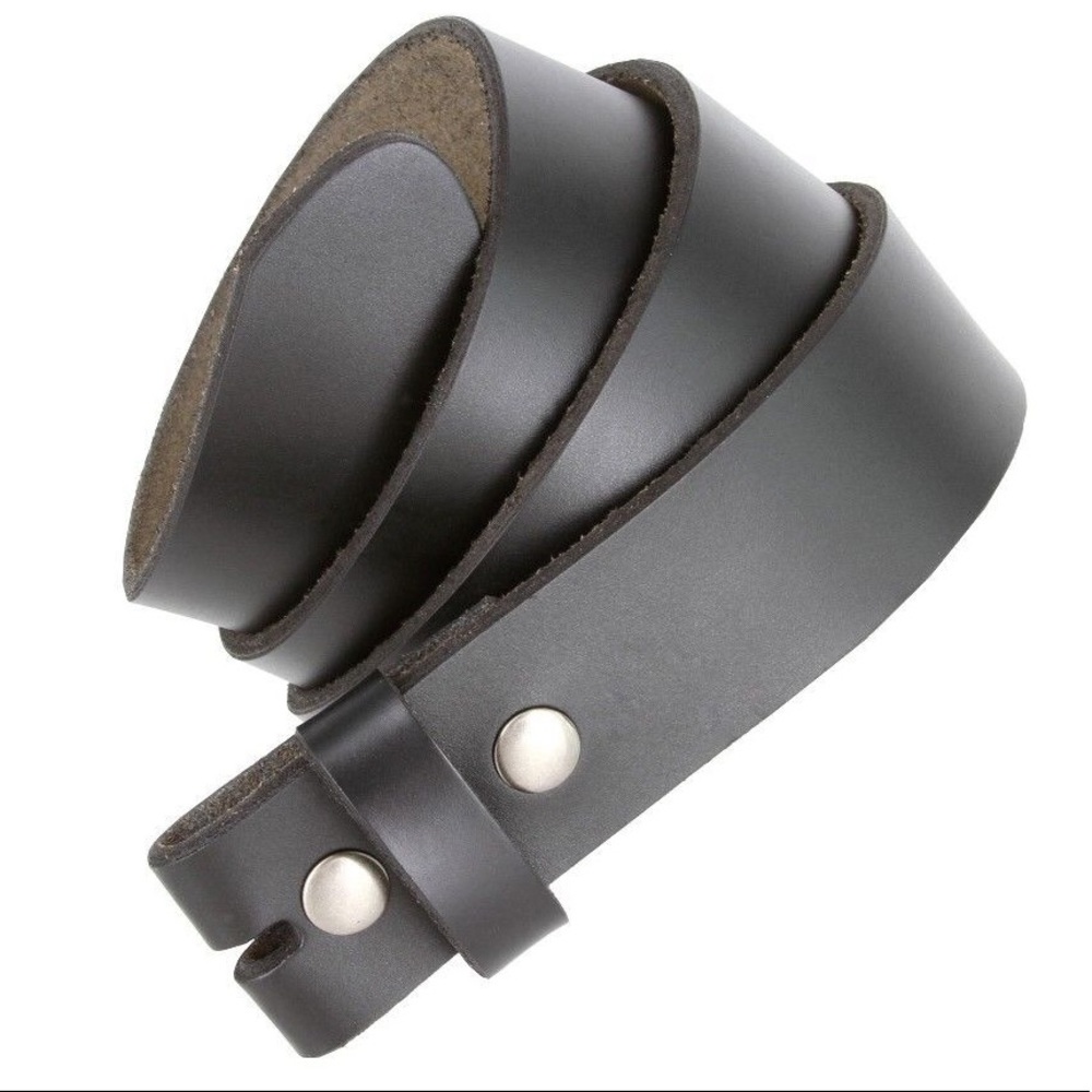 Black genuine leather snap on belt removable nwt